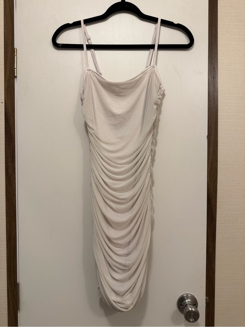 Draped Slip Midi Dress in white